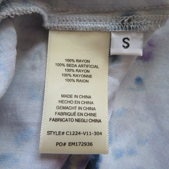 NWT Anthropologie Cloth & Stone Blue Pattern Rayon Button Down Blouse Top Size S - Picture 4 of 8